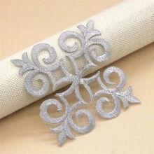2 piezas Parche bordado calado en dorado con respaldo adhesivo para decoración de ropa - Dorado - Ver 14