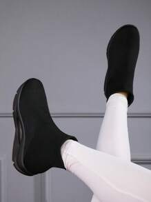 Polyurethane Anti-Slip Shoe Soles Women's Low Vamp Casual Sports Shoes, Comfortable Breathable Woven Women's Shoes - Black - View 3