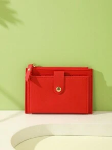 1pc Pu Material Short Wallet For Students Unisex With Simple Button & Zipper Closure Design Can Accommodate Cash Coins Bank Cards Etc. Gift Accessories Present School Supplies Teacher Gifts Back To School Card Holder Card Holder Wallet Business Card Holder Credit Card Holder Card Holder Women For Women Wallet Mini Wallet Purse Wallet Card Wallet