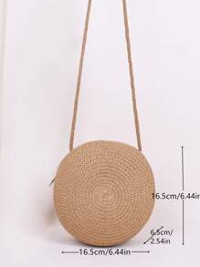 Tropiscape Bolso pequeño y minimalista de paja, Bolso pequeño redondo de paja trenzado, Bolso cruzado pequeño de paja trenzada,Bolso de verano de mujer (16 x 16 cm),Bolso cruzado pequeño redondo trenzado de paja, Bolso de círculo trenzado de moda, Bolso de verano para viajes, Bolso esencial de verano, Bolso de playa para mujeres para vacaciones y vacaciones, Vibraciones de vacaciones, Vacaciones Relax Playa