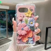 Funda de teléfono anticaída con flor fresca en relieve en 3D, compatible con Pixel 6 Pro/6a 5G/5A 5G/7 Pro/7a/8 Pro/8a 5G - transparente - Ver 9