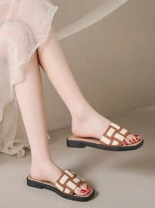 Women's New Fashion Simple & Elegant Casual Lightweight Soft-Soled Brown Sandals, Slip-Resistant, Antibacterial, Breathable, Soft, Open-Toe Flat Sandals For Outdoor Activities, Travel, Vacation, Beach, Home Use