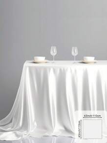 1入組閃閃發光的緞面桌布，白色緞面桌布，帶光澤的桌面裝飾，適用於婚禮和派對，廚房和飯廳裝飾的長方形白色婚禮派對桌布