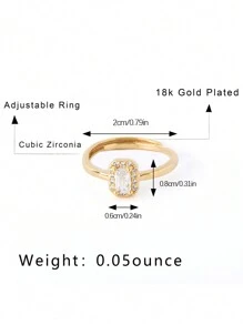 FICCINO Hình hộp chữ nhật Mạ vàng Khối Zirconia  Nhẫn , Kích thước có thể điều chỉnh , Qủa tặng Với Hộp đồ trang sức - 520r - Xem 5