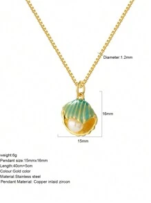 1pc Heart-Shaped Demon Eye, Star & Sun, Turtle, Bee, Conch Shaped Golden Pendant Necklace, Ocean Theme Stainless Steel Women's Jewelry - Yellow Gold - View 45