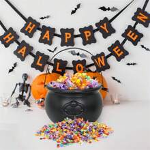 SYNCFUN 7.5'' Large Halloween Black Cauldron, Halloween Candy Cauldron, Candy Kettle, Pot And Bucket, Black Witches Cauldron Candy Holder, Halloween St. Patricks Party Favor Decoration - Black - View 6