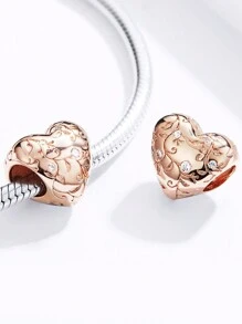 WOSTU 1 pièce Charme de fleur romantique rose violette en argent sterling 925, breloque en forme de cœur de cerisier rose, perles de phalaenopsis, pendentif Tour Eiffel et rose rouge sertis de zircone cubique rose doré, pour bracelet et collier DIY pour femmes. Cadeau pour maman, amie, fille.