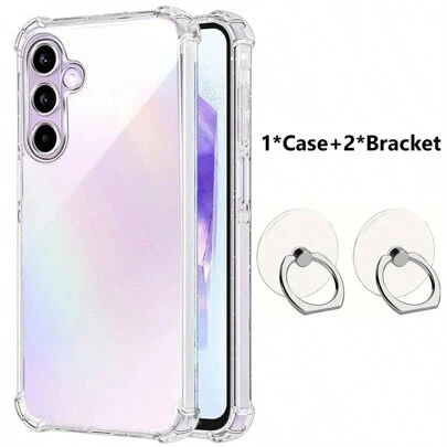 1 件透明防震气囊保护壳 + 2 件透明支架全覆盖保护壳适用于 iPhone/Galaxy S8 S9 S10 S20 S21 FE S22 S23 S24 Galaxy A02 A03 Core A12 A21 A22 A22S A23 A31 A41 A51 A55 A35 A5 A6 A7 A8 J4 J5 J6 J7 Z Flip3