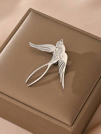 1pc Fashionable And Elegant Stainless Steel Swallow Brooch, Formal Dress Pin Decoration For Women