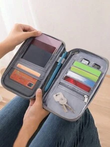 護照包票證護照套保護套防水旅行收納袋海外多功能文件袋（隨機國旗款） - 綠色 - 查看 1