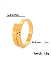 1 件不锈钢首字母 A-Z 可调节开口戒指，男女通用简约时尚珠宝礼物 - 字母 - 查看 9