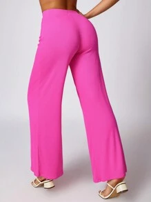MASKERT Women's Yoga, Fitness, Leisure, Sports Pants, Wide Leg Pants, Home Casual Pants, Commuting Pants, Skin Friendly And Comfortable - Bubblegum Pink - View 2