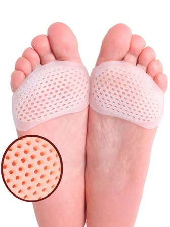 矽膠前腳墊舒緩女性腳底疼痛，提供弓形支撐和防滑功能，超柔軟蜂窩式前腳墊，高跟鞋防磨腳護理工具