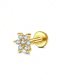 CIZME 1PC Gold Cubic Zirconia Cartilage Earrings, Lip Rings, Stud Piercing Jewelry For Cartilage/Tragus/Helix/Conch, Stainless Steel Helix Tragus Cartilage Earring For Women, 16G 20G Cartilage Earring, Helix Earrings Flat Back Cartilage Helix Conch Piercing Jewelry For Women, 16G 20G Tragus Earrings For Women, Flat Back Cartilage Earring Stainless Steel, Flat Back Stud Earrings Labret Conch Helix Cartilage Tragus Piercing Jewelry