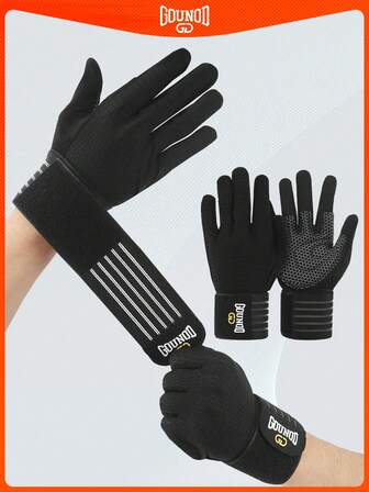 GOUNOD 1ParWorkout Gloves For Men And Women, Full-Finger Gloves With Strappy For Weightlifting, Cycling, Exercise, Training, Fitness, Climbing And Rowing.,Black Gloves,Winter Hand Warmers