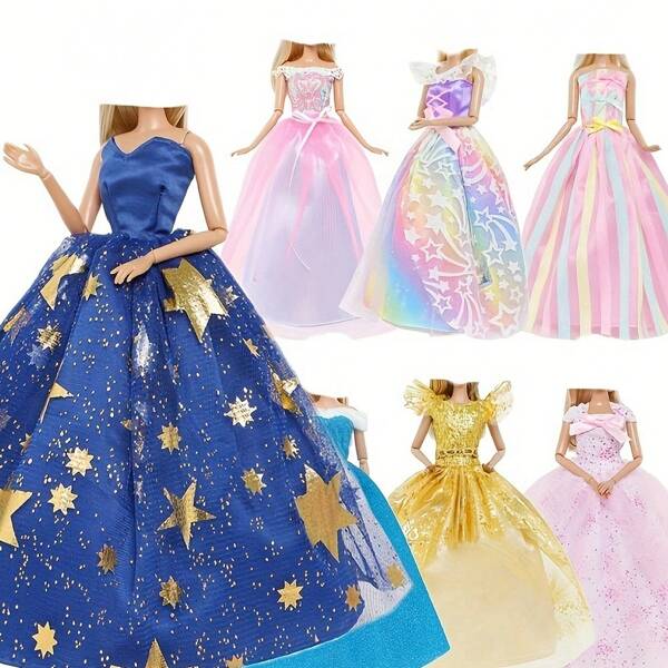 1 conjunto de vestido de boneca da moda, vestido de baile, saia de festa de casamento, coroa de princesa, roupas para bonecas, acessórios de 11,5 polegadas, brinquedo para meninas, presente (não inclui boneca),/dia/presente de Natal, decoração para casa
