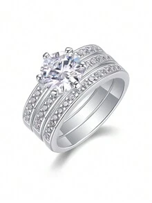 1 Nhẫn Moissanite Nhẫn cưới nữ bạc 925, thích hợp cho tiệc, tiệc tùng, dịp chính thức, lễ hội, ngày lễ tình nhân, cầu hôn, đính hôn, quà cưới, quà tặng kỷ niệm, quà tặng sinh nhật, kèm giấy chứng nhận - 2 cara - Xem 21