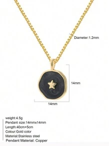 1pc Heart-Shaped Demon Eye, Star & Sun, Turtle, Bee, Conch Shaped Golden Pendant Necklace, Ocean Theme Stainless Steel Women's Jewelry - Yellow Gold - View 55