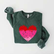 Heart Ombre | Bella Canvas Sweatshirt - Dark Green - View 1