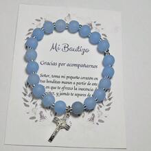 Recuerdo de bautizo Paquete de Pulseras de Cuentas 10 piezas - Azul - Ver 2
