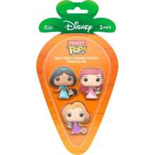 Disney | Blister z 3 marchewkowymi kieszonkowymi figurkami Pop Księżniczki Disneya Roszpunka Ariel Jasmin - Blister z wysokiej jakości figurkami - Blister z realistycznymi szczegółami - Blister z figurkami Idealny dla kolekcjonerów - Blister z figurkami Idealny na prezenty