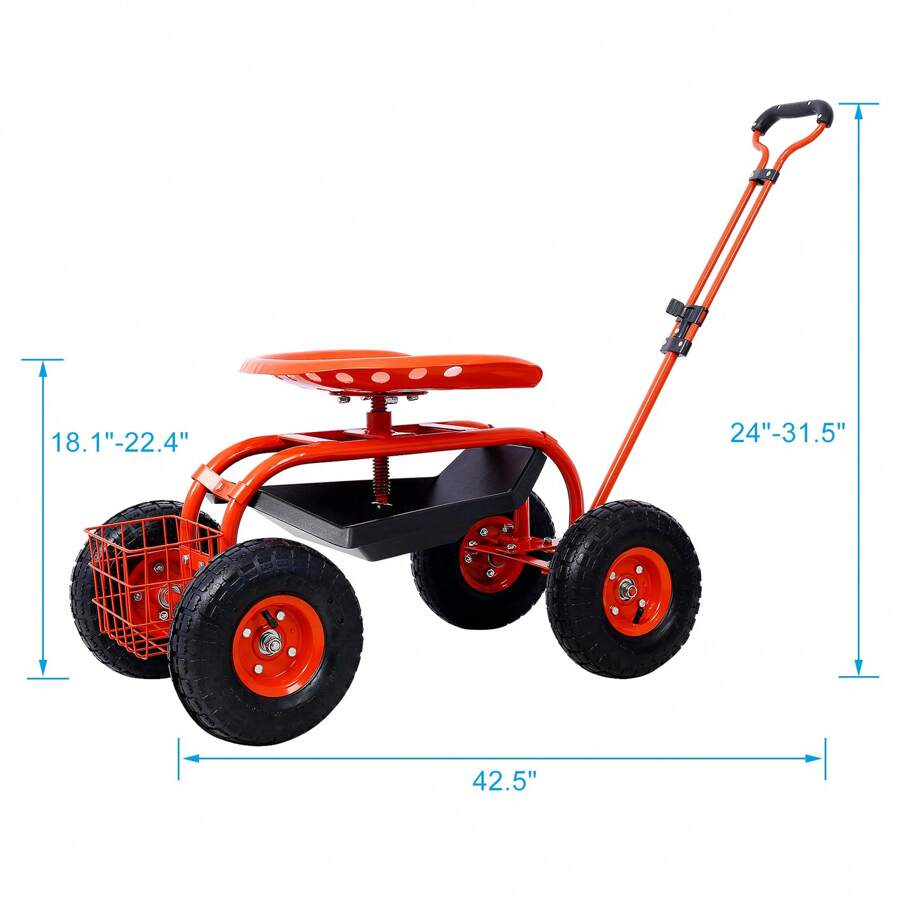 Rolling Garden Cart With Seat And Storage, Rolling Garden Stools