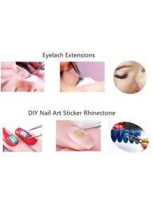 klimonla 1支蓝色冰花雕刻镊子，多功能双头镊子，适用于美甲、粘贴指甲贴纸、硅胶按压棒、压花镊子、美甲用品、美甲工具、美甲艺术工具、返校季、美甲、美甲工具（适用于按压式美甲）