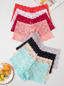 8pcs Women's Multi-Colored Lace Tummy Control Low Waist Sexy Lace Brief Lingerie