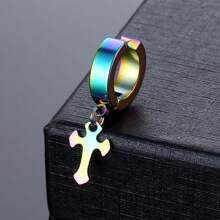 1pc Cross Stainless Steel Pendant Fake Ear Clip, For Non-Pierced, Punk Style - Earring - View 11