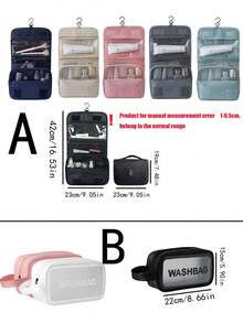 1 geantă de machiaj multifuncțională, geantă portabilă de călătorie de mare capacitate, geantă de toaletă impermeabilă, geantă de depozitare cosmetice de ultimă generație, geantă de toaletă de călătorie impermeabilă pentru bărbați și femei cu cârlig, geantă portabilă de spălat pentru călătorie de afaceri, pentru bijuterii, parfum, telefon mobil - Multicolor - Vizualizare 4