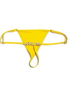 Custom Thong G-Strings With Gold Charms Name , Personalized Charm Thong With Any Name , Custom Thong , Couple Gift, Rave - Yellow - View 2