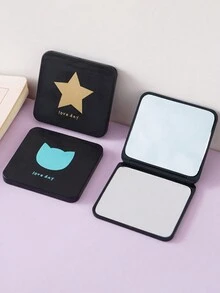 Gương trang điểm cầm tay, Gương vuông nhỏ gọn hai mặt gấp gọn kiểu công chúa, thích hợp làm quà tặng ngày lễ tình nhân - Nhiều màu - Xem 3