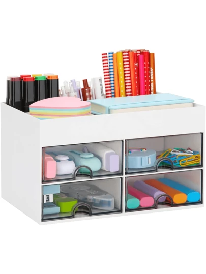 Cajonera Organizador Lápices Soporte Para Bolígrafos Con 4 Cajones Multiusos Escritorio Oficina Maquillaje