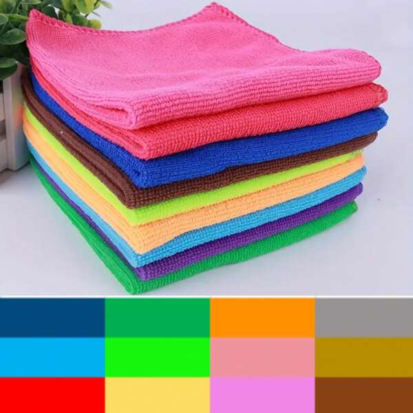 5 قطع من الأقمشة الممتصة جدا من الميكروفيبر لتنظيف اليومي - المطبخ والمائدة والمعيشة والمكتب - ألوان عشوائية، المطبخ، الحمام، المنزل، موردي السلع المنزلية
