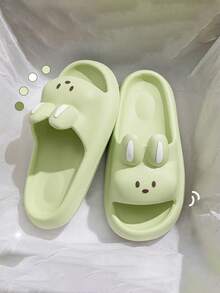 2024年夏季青少年綠色兔子拖鞋，可愛卡通浴室拖鞋，適用於室內和室外活動 - 綠色 - 查看 5
