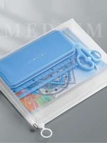 A4/A5 Thick Plastic Zipper Handheld Transparent Document Bag, Waterproof Large Capacity Storage Bag, For Students' Papers, Bills, Stationery - Transparent - View 4