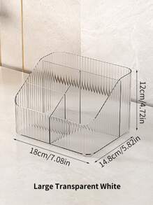 1pc Thick Transparent Compartment Storage Box, Desktop Organizer For Cosmetics, Lipstick, Makeup Brushes And Pens - Multicolor - View 9