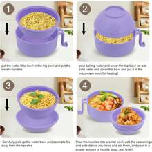 MIUVA Ramen Cooker, Microwave Ramen Bowl With Chopsticks Spoon Ramen Noodle Bowl Instant Cooking For College Dorm Room Essentials, Dishwasher-Safe For Summer For Child - Hồng - Xem 4