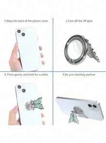 1 件薄荷绿锌合金蝴蝶指环手机支架，可旋转折叠支架，带指环和拉出式支架，兼容 、Android 手机，生日、家人、朋友礼物，推拉式手机握把，手机支架，手机配件 - 彩色 - 查看 4