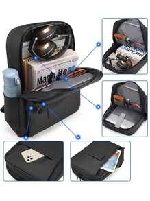 商务背包 电脑包 初中高中背包 大容量旅行包 潮流韩版男士背包 返校书包 带USB 万圣节男士圣诞礼物 秋季尖叫男士背包 冬季旅行背包 笔记本电脑 感恩节假期 圣诞快乐男士包 大学书包 大学生书包 多功能潮流实用背包 男士礼物 黑色包 男士背包 爸爸礼物 男朋友礼物 度假 趣味礼物 - 黑色 - 查看 5