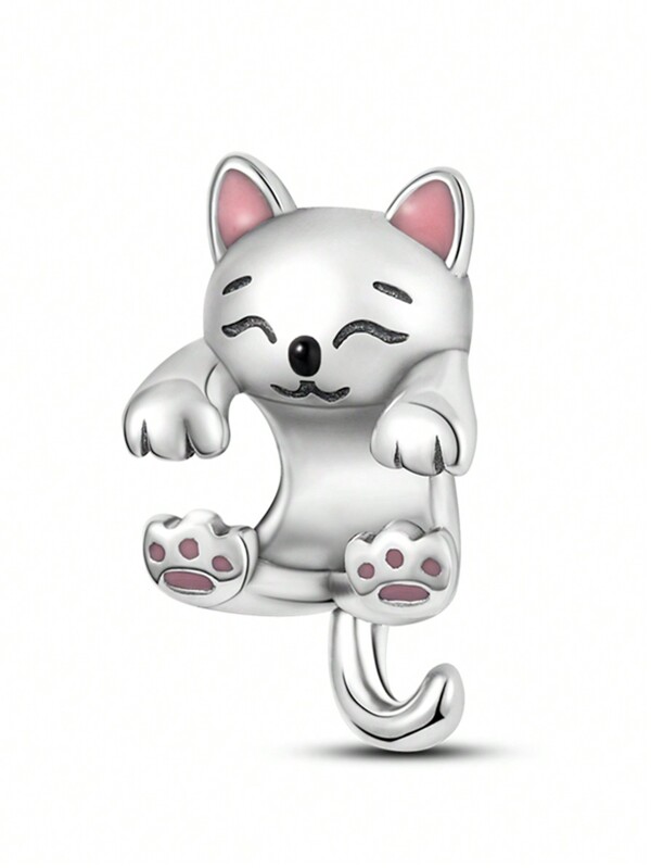 1PC Silver Plated Charm Cat Claw Print Silver Animal Series Charm Pendant Ball Suitable For Bracelets DIY Women's Jewelry