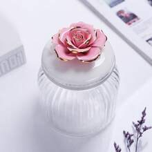 Tarros de cocina pequeños con tapa de cerámica hermética en forma de flor dorada para almacenamiento de alimentos en frascos de vidrio. Caja de joyería creativa y útil como regalo para bodas. Conjunto de envases. - Multicolor - Ver 10