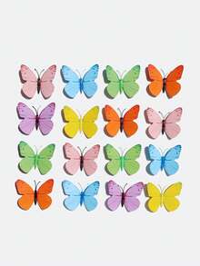 1pc 3D Butterfly Shaped Creative Magnetic Wall Sticker - Multicolor - View 3