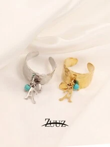 1 pieza Anillo de acero inoxidable con letra del alfabeto de la A a la Z de estilo punk, con encantos de corazón, anillo de pareja inicial alfabética, para mujer, regalos de joyería para San Valentín, mamá, madre, Día de la Madre