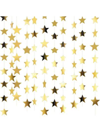 33 st/set glitterstjärngirlangdekoration, glänsande stjärnsnörebakgrund, för examensbröllop babyshower födelsedagsfestdekorationer (guld), alla hjärtans dag till skolan