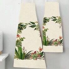 1入組3D圖案亞麻圍裙，設有花環/花籃/盒子圖案，適用於廚房烹飪及家居使用 - 彩色 - 查看 11