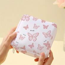 Butterfly & Bird Pattern Reusable Sanitary Pad Pouch, Menstrual Bag For Dorm, Travel, Bathroom, School Use - Multicolor - View 2