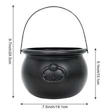 SYNCFUN 7.5'' Large Halloween Black Cauldron, Halloween Candy Cauldron, Candy Kettle, Pot And Bucket, Black Witches Cauldron Candy Holder, Halloween St. Patricks Party Favor Decoration - Black - View 5