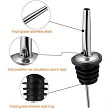 1/6 件不锈钢倒酒器，BALTRE 快速倒酒器，酒瓶倒酒器和醋锥形塞嘴，带橡胶防尘盖的酒倒酒器，情人节礼物，适用于户外、露营 - 銀色 - 查看 5