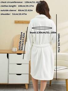 1pc Solid Color Embroidered Robe For Women *Please Refer To Size Chart When Ordering* Teen Bath Robe, Super Absorbent And Soft Coral Fleece For Sauna, Beach, Pool, Bathroom Back To School - Multicolor - View 3
